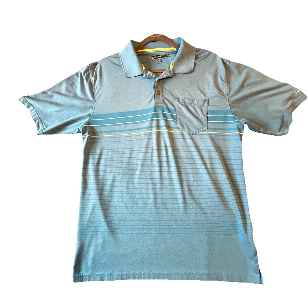 Pebble Beach Performance Golf Polo Shirt Mens Large Color BLUE